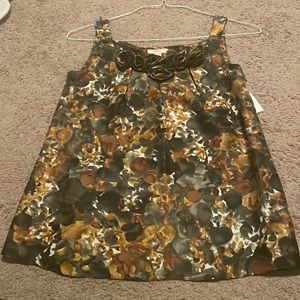 J. Crew silk multi color silk blouse with rose collar